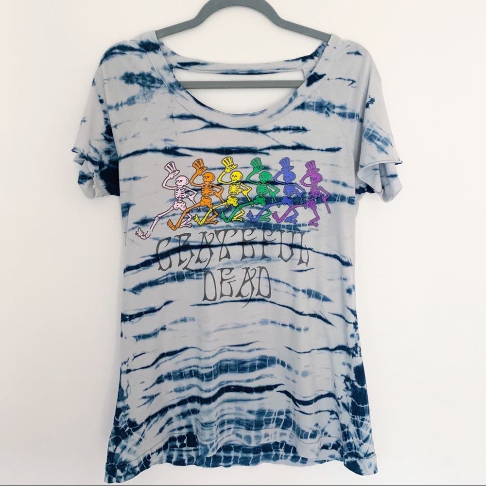 Grateful Dead Tie Dye Band Tee with back cutout- L